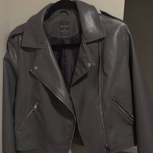 mark. Charcoal Leather Jacket for Women